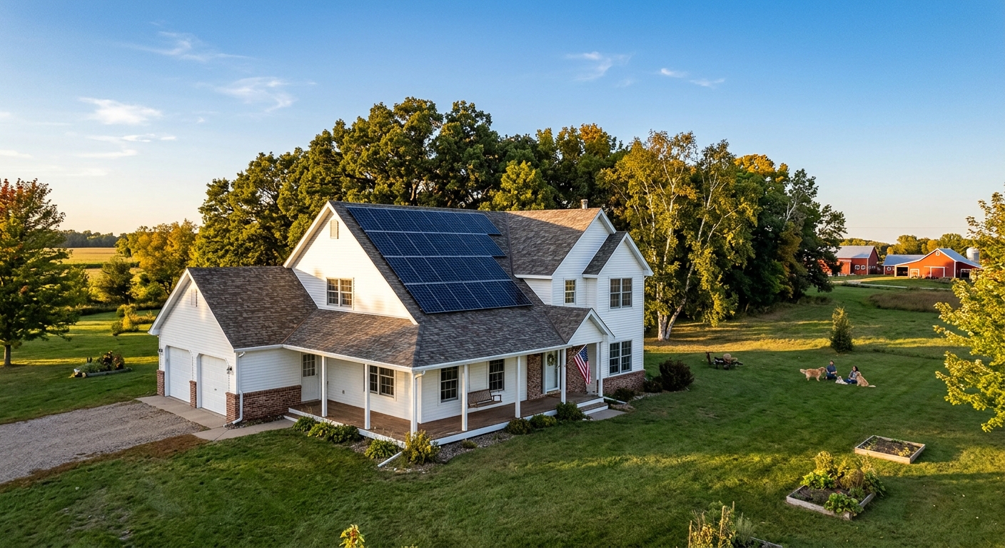 Home with solar panels for sale in Minnesota