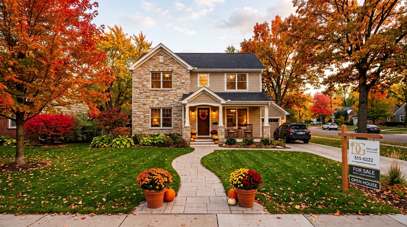 Home for sale in the fall in the north metro Minnesota with autumn colors