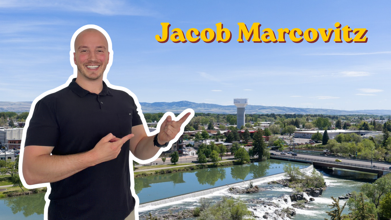 Jacob Marcovitz, Realtor at Keller Williams East Idaho, above the Idaho Falls greenbelt and falls