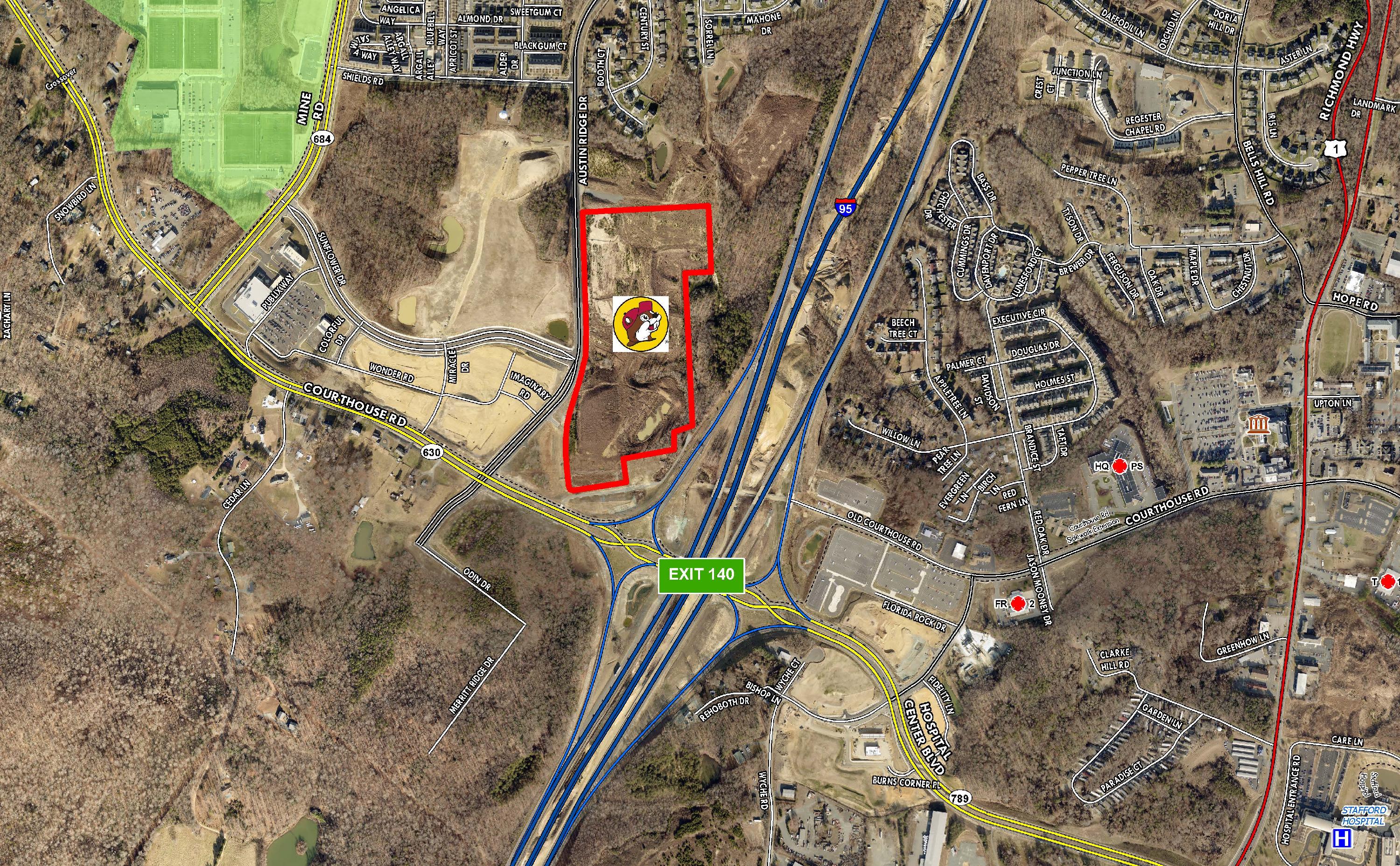 The Buc-ee's beaver mascot Map in Stafford VA