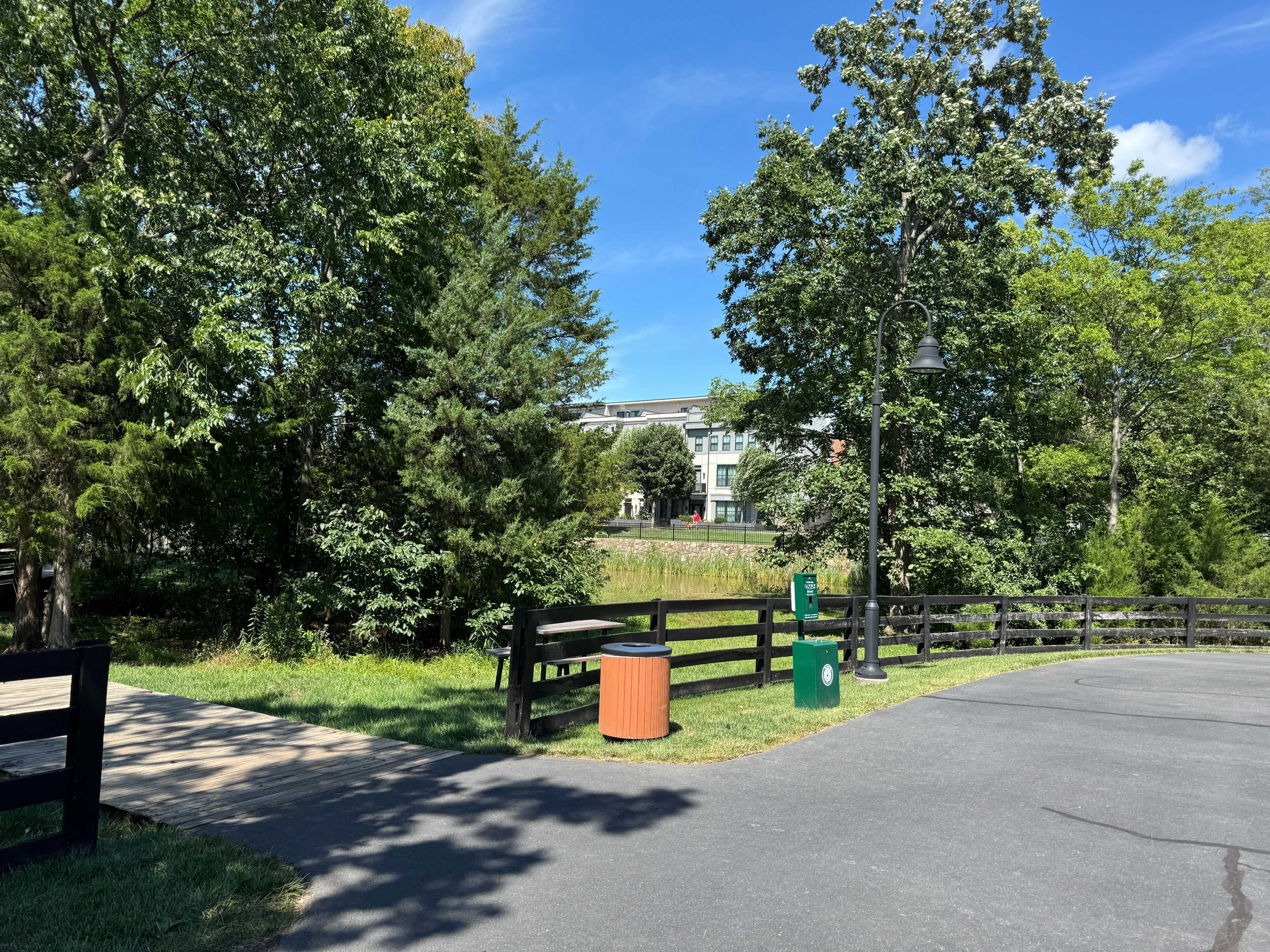 Walking trail and greenery at Central Park in One Loudoun, Ashburn