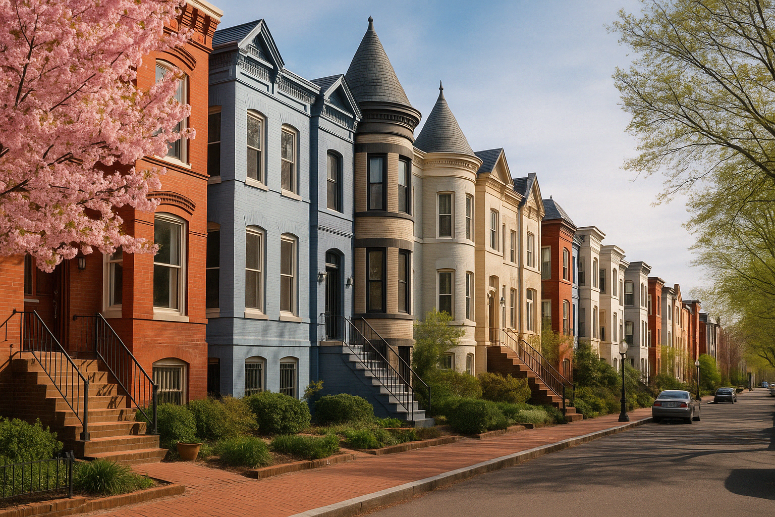 Charming historic row houses in Washington, D.C. — symbolizing the dynamic spring real estate market across the Greater D.C. area.