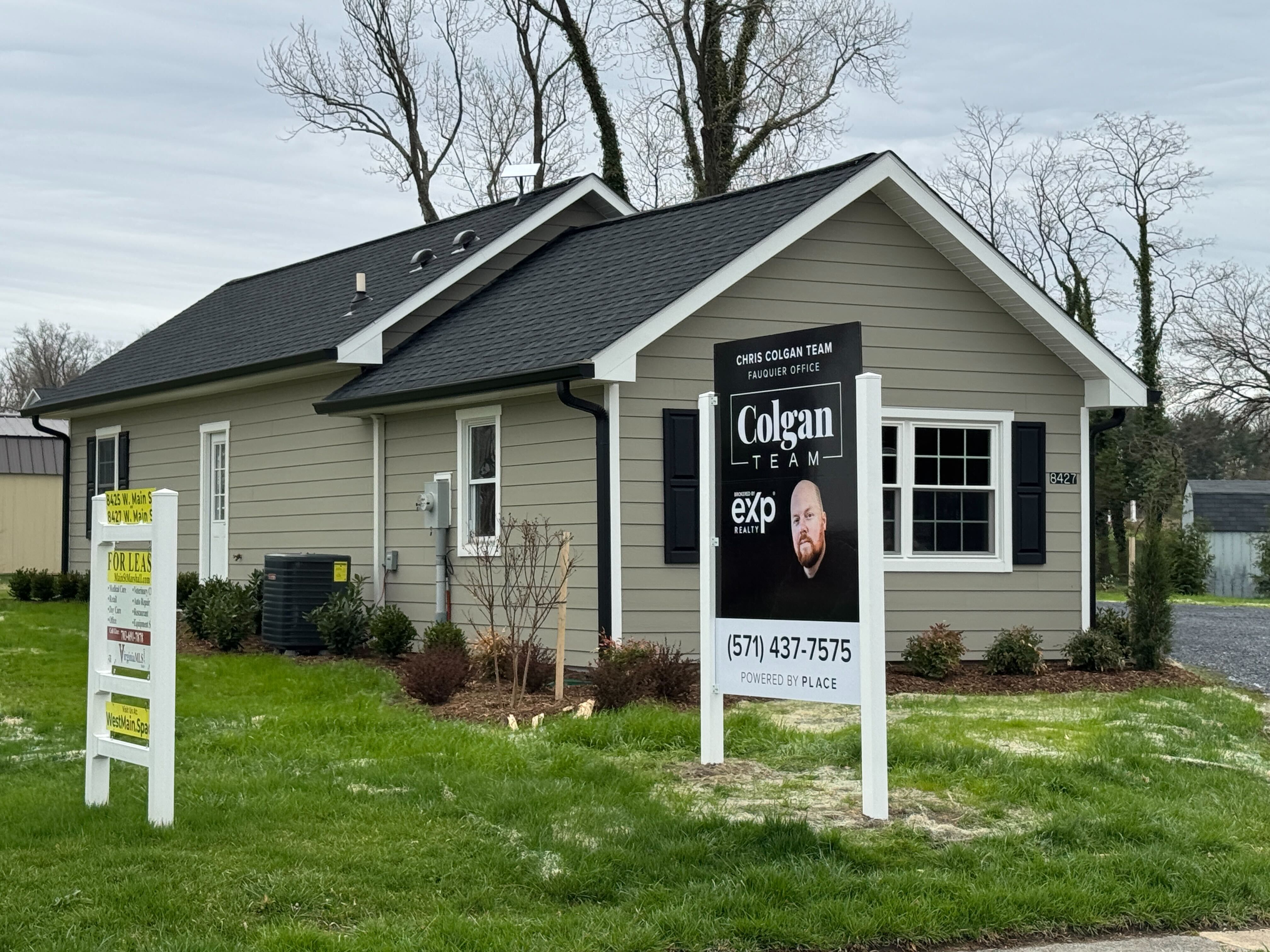 Main Street in Marshall, VA with Chris Colgan Team office sign.