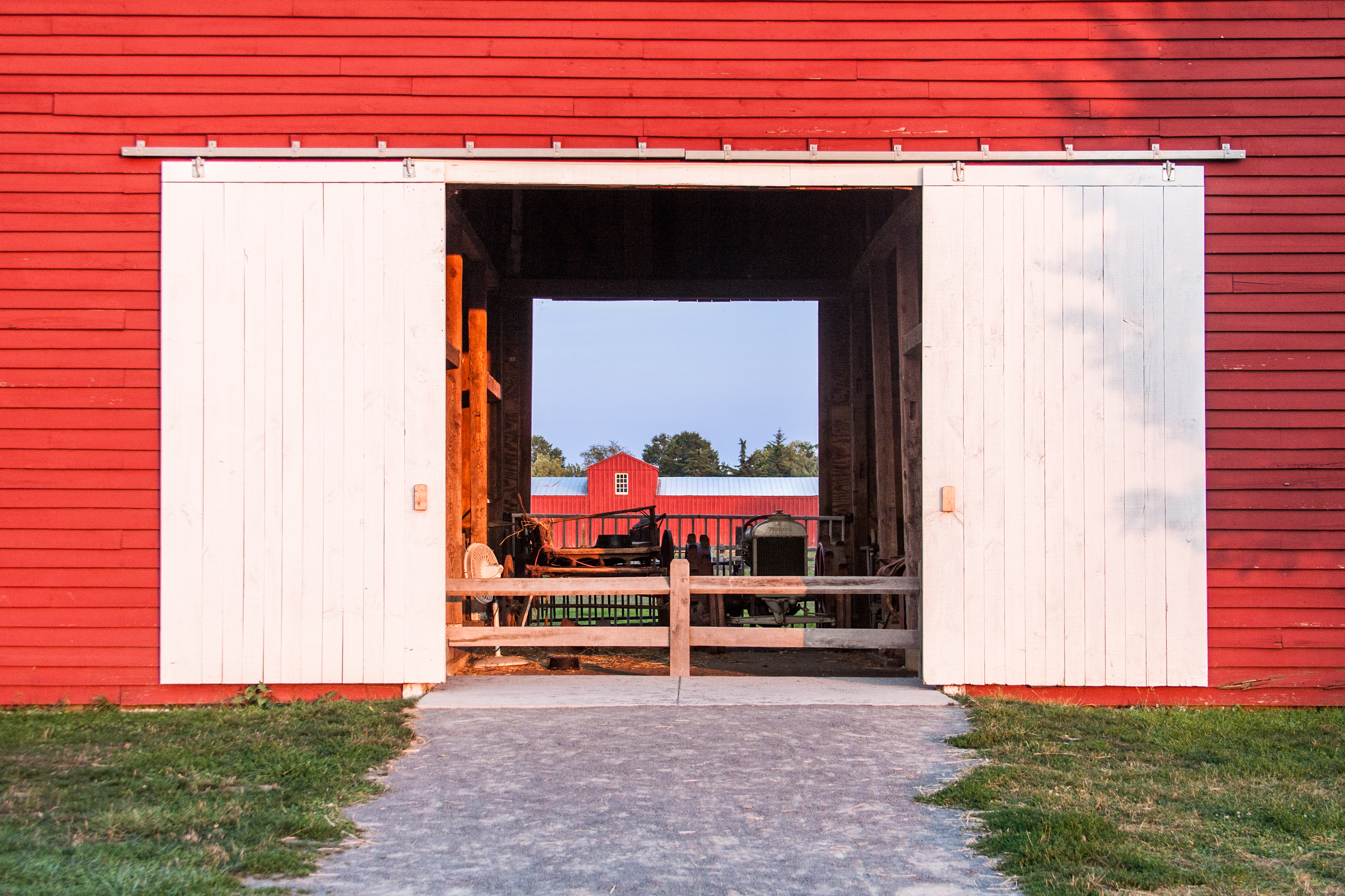 Red barn at Kidwell Farm, Frying Pan Farm Park, photographed in 2012