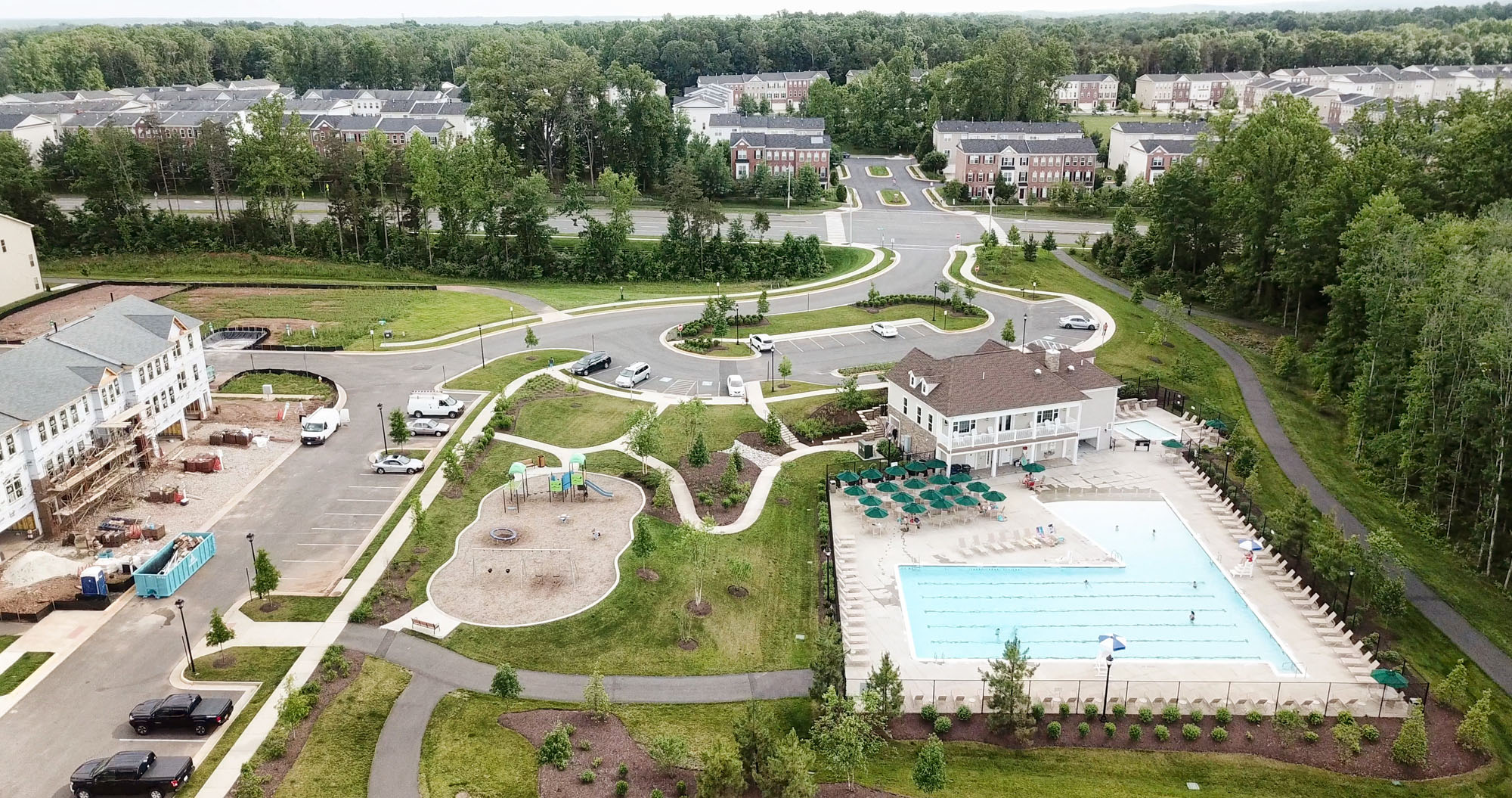 An aerial view of the Haymarket, Virginia housing community built on the land once purchased for Disney's America.