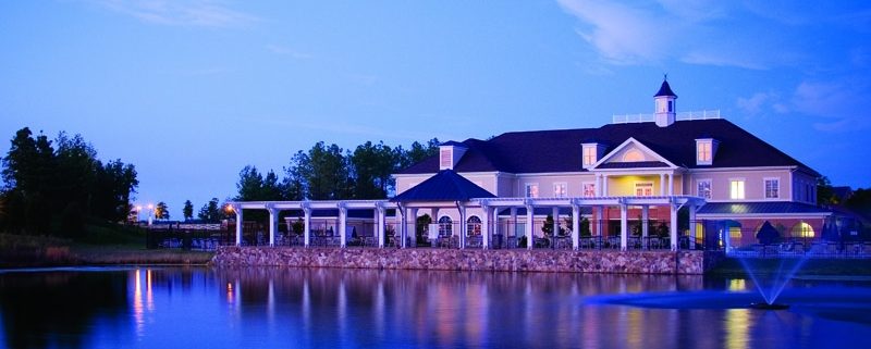 The Dominion Valley Country Club at dusk, a community now built on the Virginia land once slated for Disney's America.