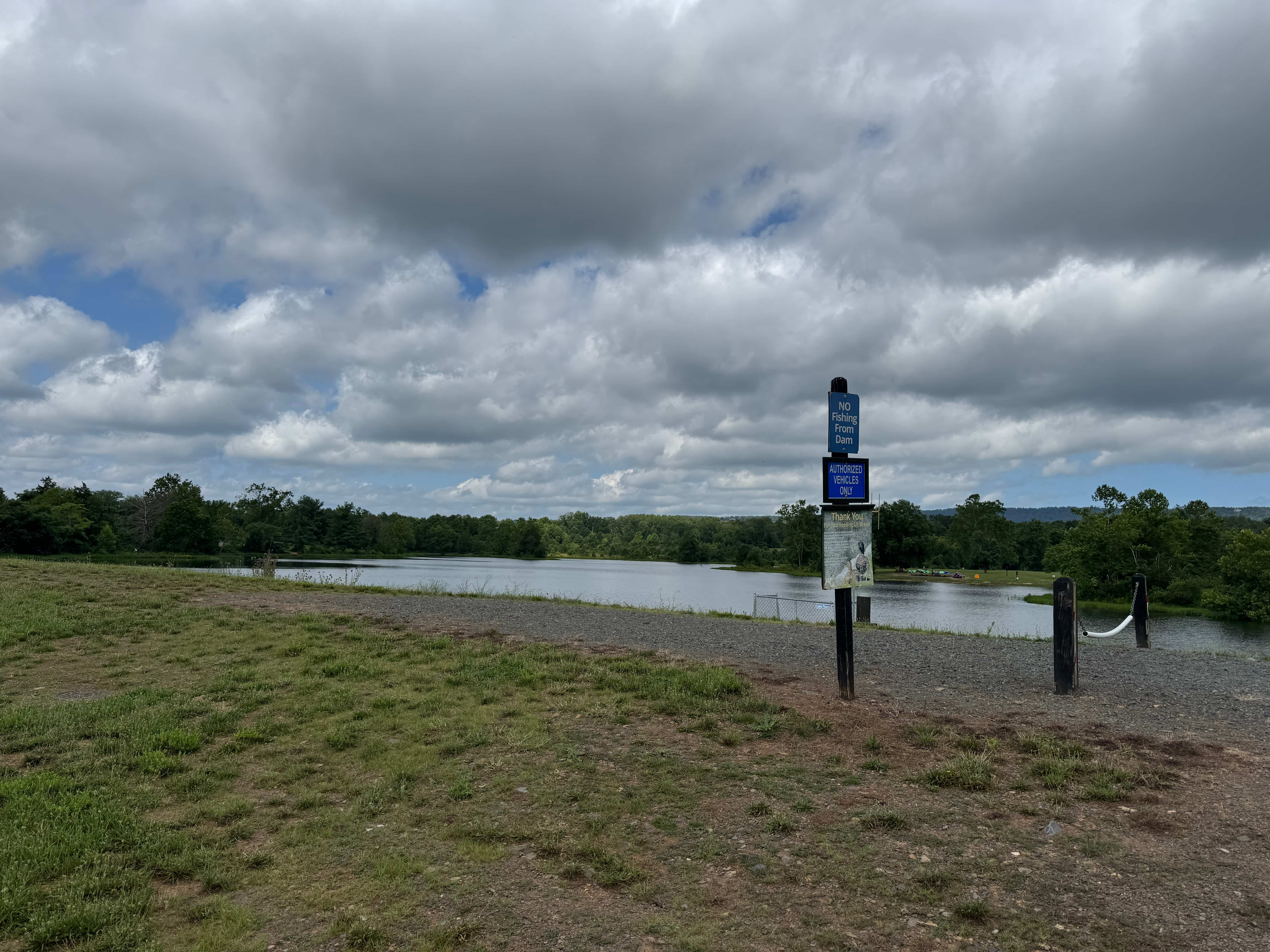 Silver Lake Regional Park near Haymarket, Virginia, with lake views and a cloudy sky.