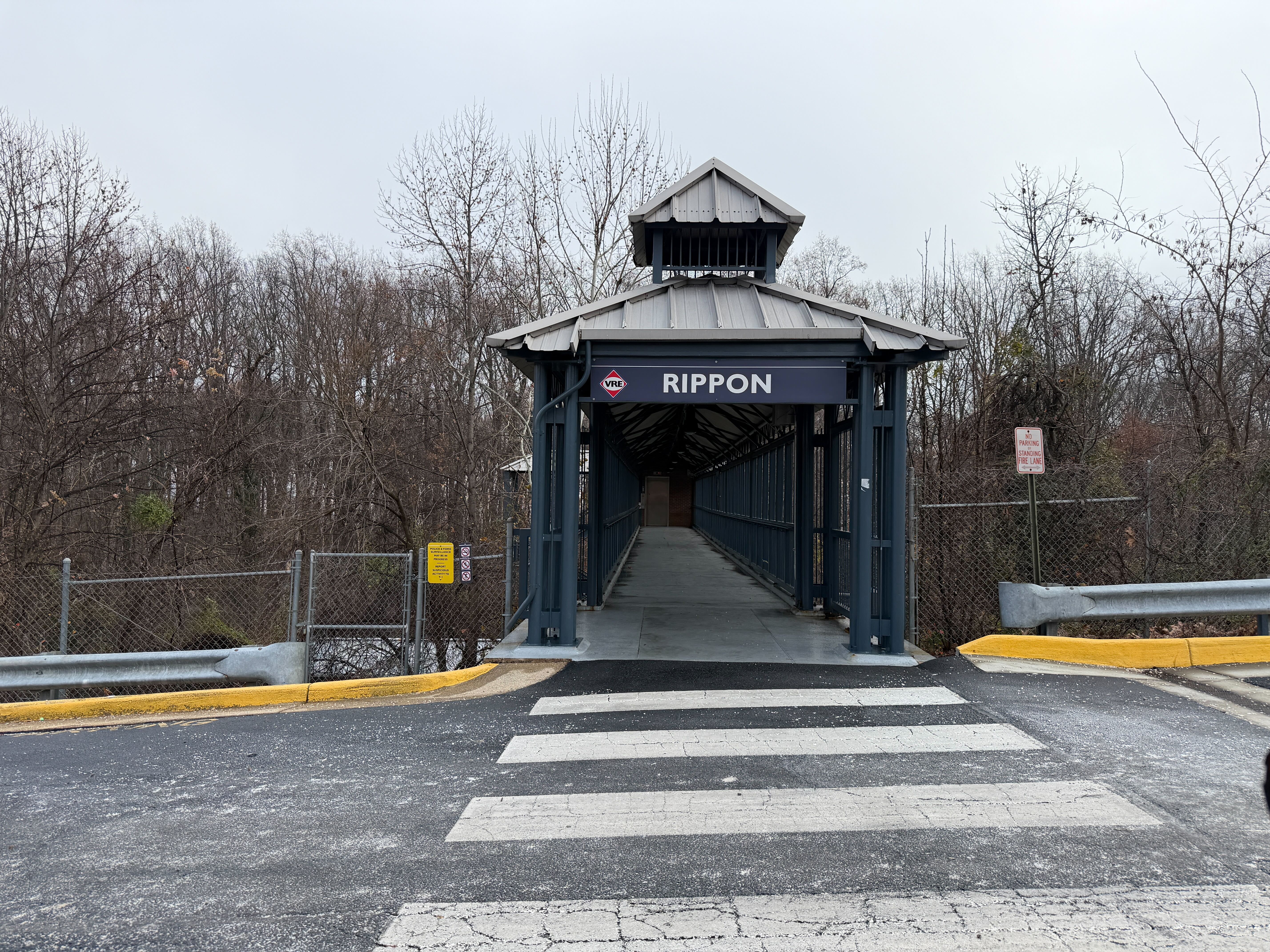 Rippon VRE station in Woodbridge, Virginia, an existing commuter rail option; not a rendering of the proposed I-95 project