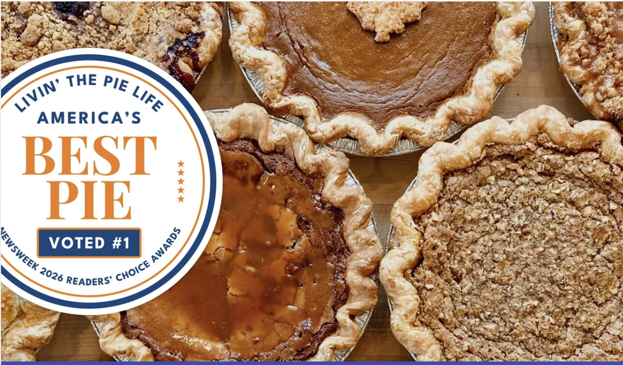 Pies with Livin’ the Pie Life’s Newsweek 2026 Readers’ Choice award graphic, voted number one