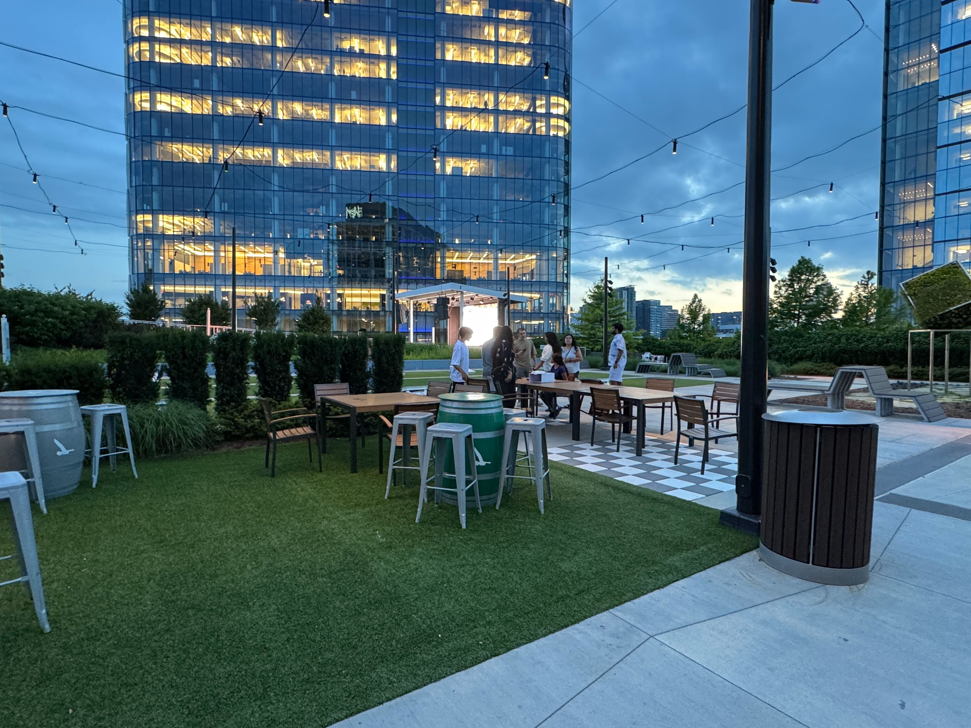 The Perch at Capital One Center, a premier rooftop park and entertainment venue, exemplifying the sophisticated urban lifestyle available in Tysons, VA.