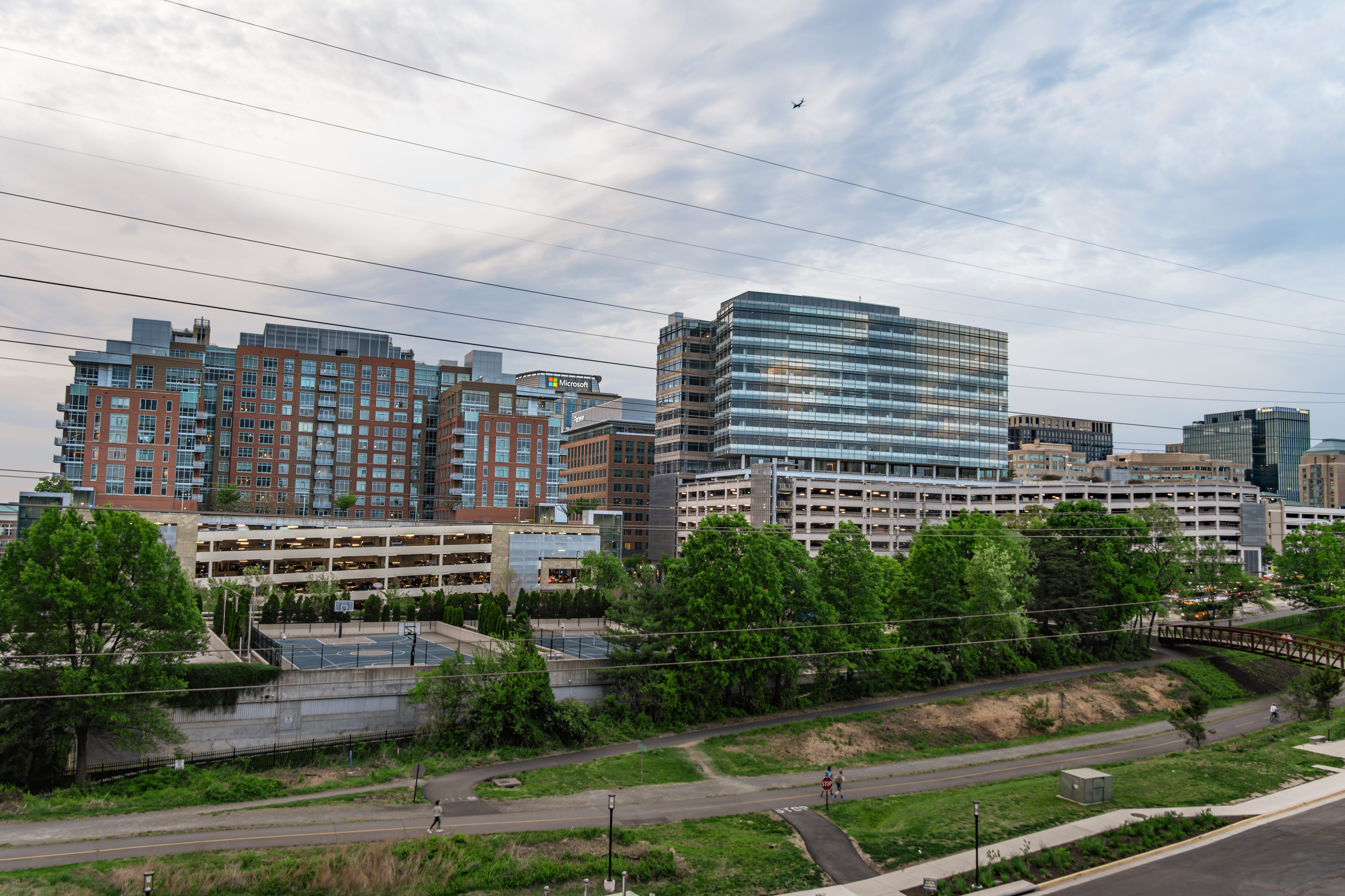 Reston Town Center area buildings and trail in Reston, Virginia