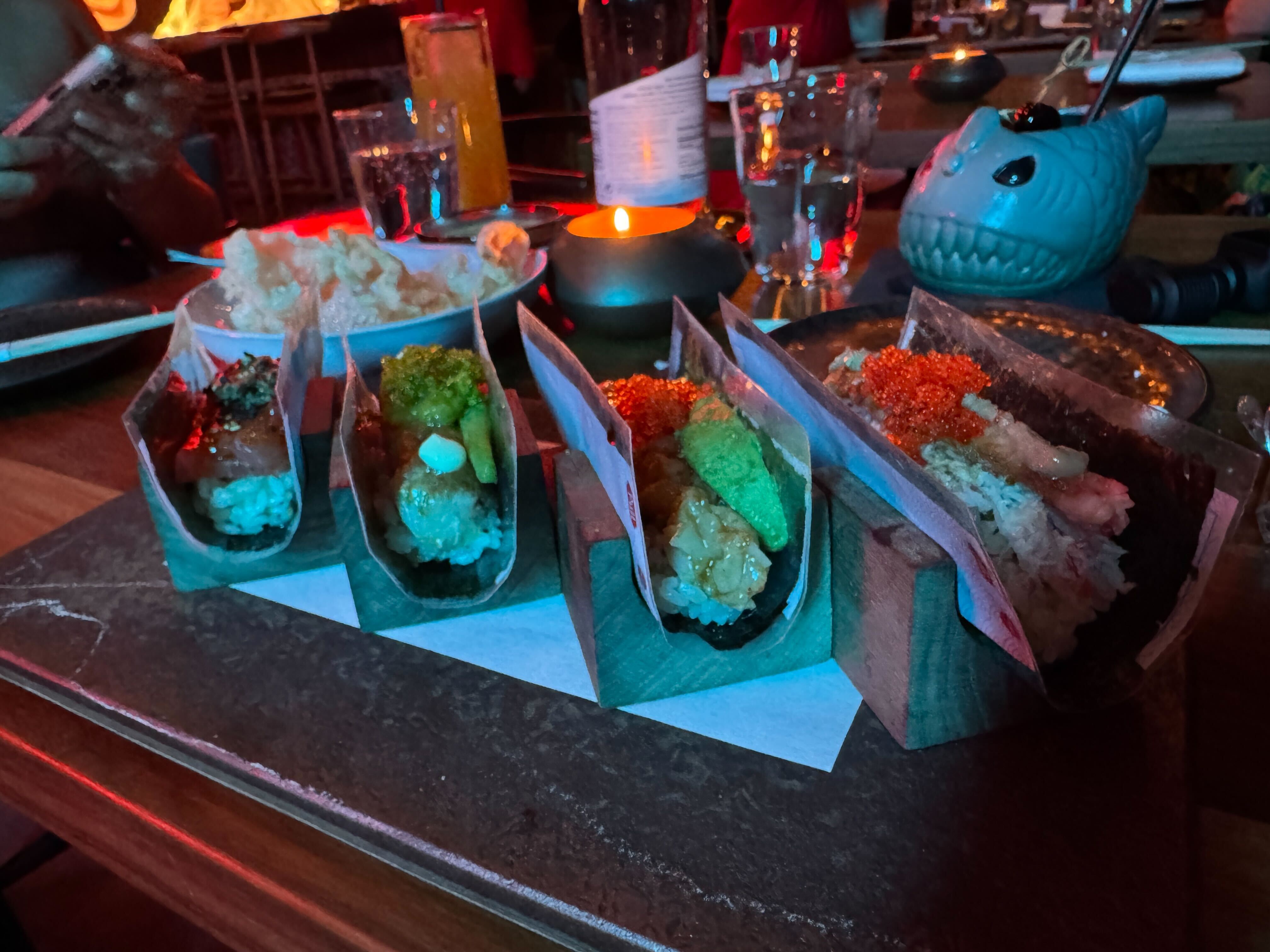 Innovative Japanese cuisine, like this set of sushi hand rolls, is on the menu at Naisō Room, the exclusive restaurant located within The Verse condominiums.