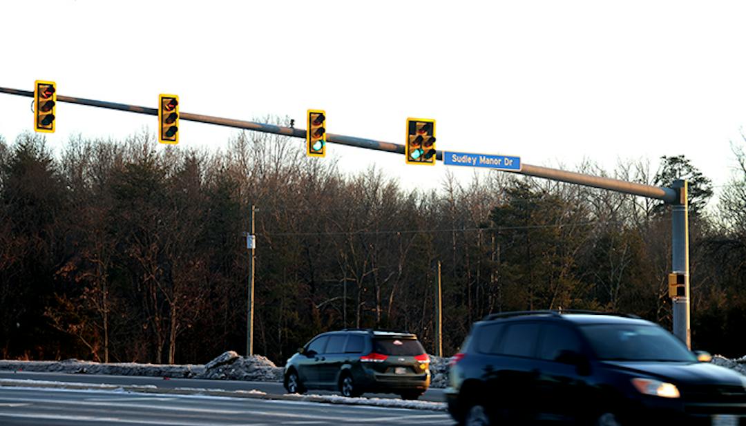 Sudley Manor Drive intersection photographed for Prince William County’s interchange project page