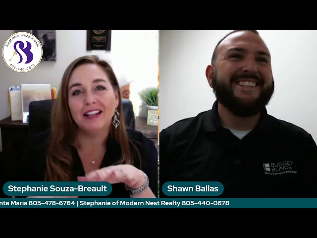 Shawn Ballas with Budget Blinds of Santa Maria talks with Stephanie header image.