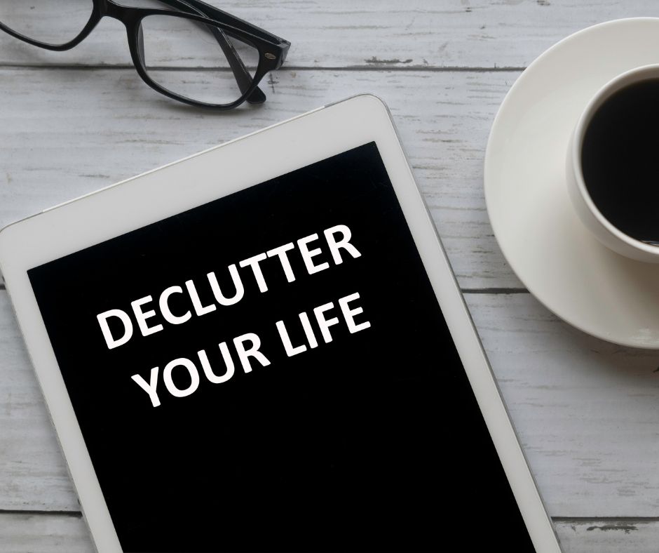 Picture of coffee and tablet with words