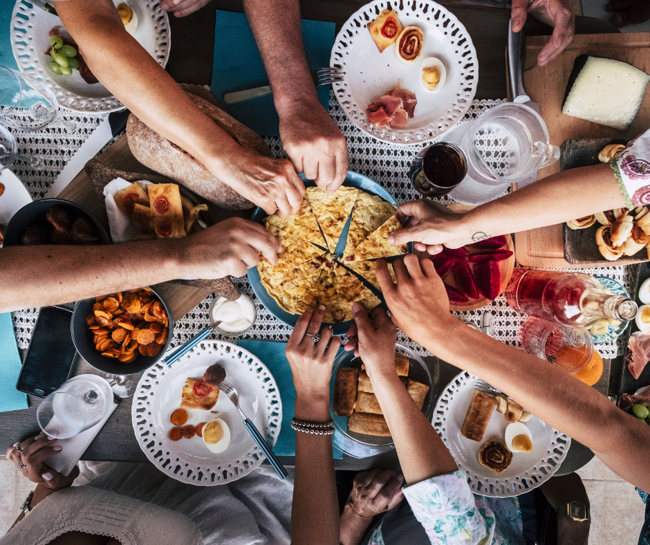 Table with friends sharing food