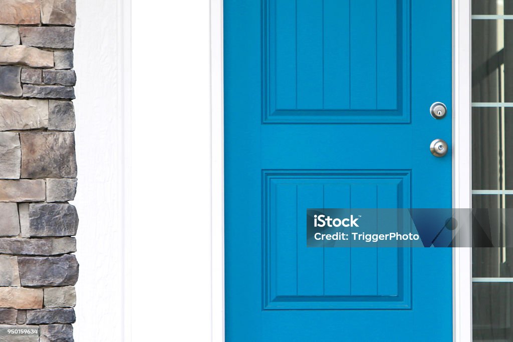 Blue front door of home