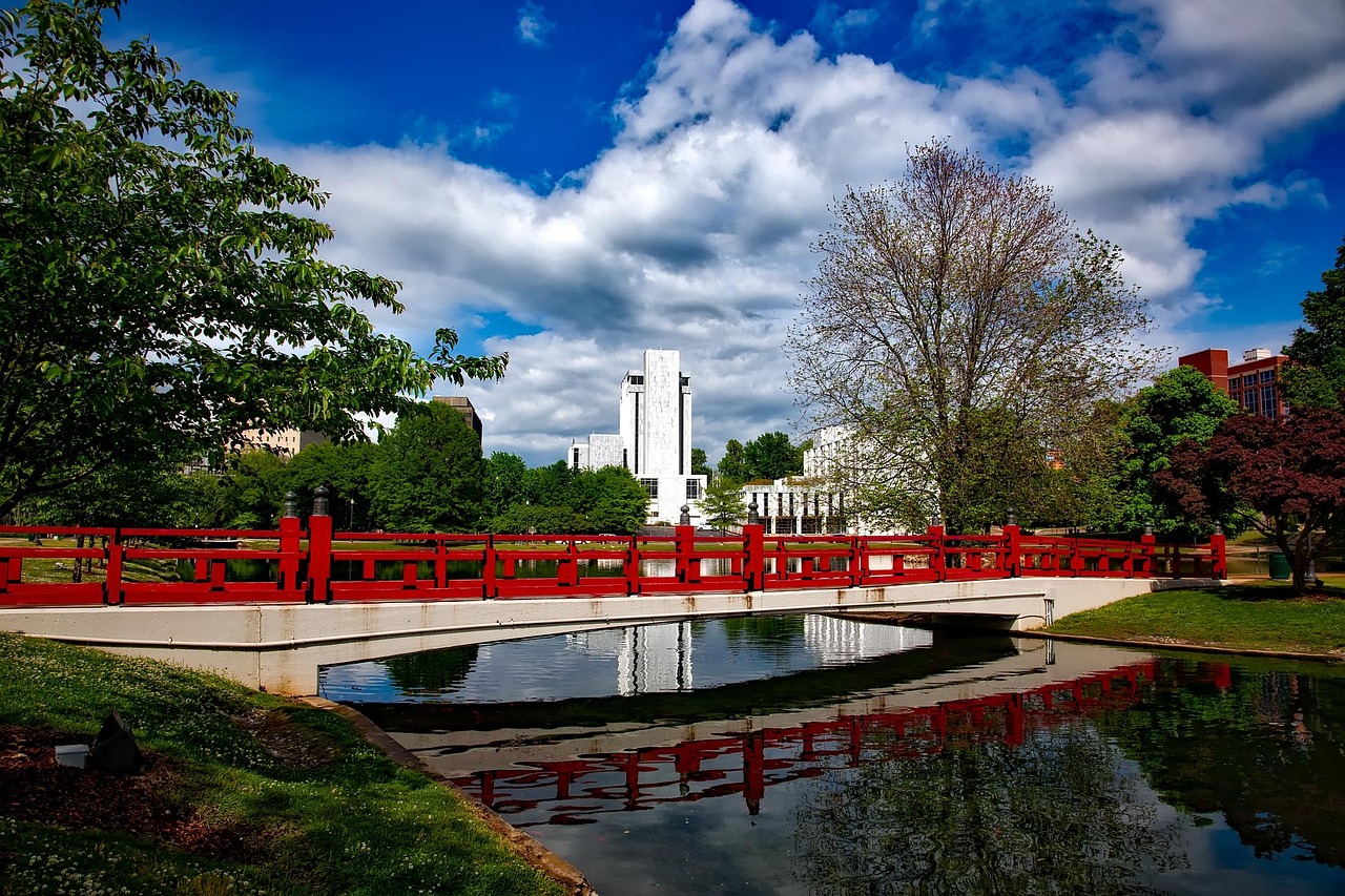 The Japanese Friendship Bridge in Big Spring Park in Downtown Huntsville