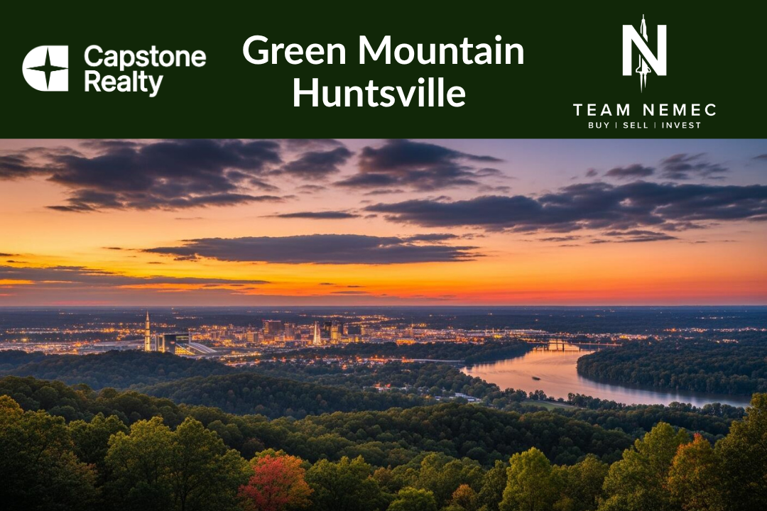 Green Mountain Huntsville: Scenic Living in North Alabama header image.
