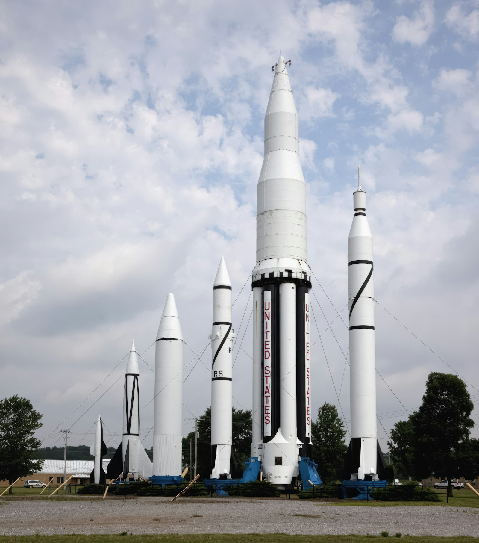 Rockets at Rocket Park near Redstone Arsenal in Huntsville, Alabama, home of U.S. Space Command and the FBI Redstone campus