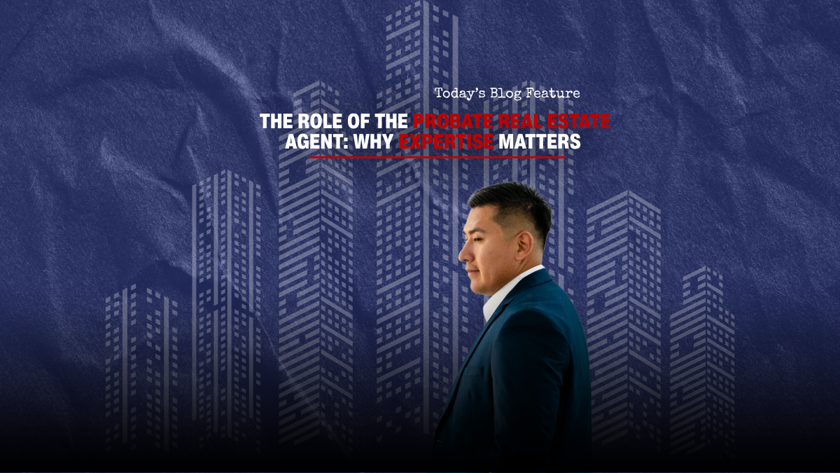 A probate Realtor® reviewing legal documents with an executor before listing an estate home.