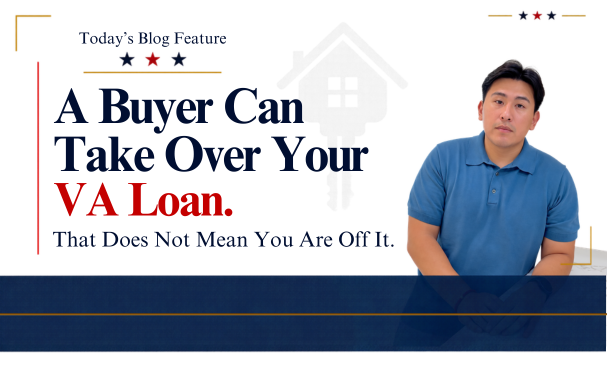 House keys passing between two hands while a document stays under the seller's hand, showing that transferring a VA loan does not automatically release the seller.