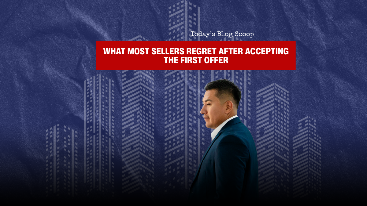 Seller reviewing first offer during home sale process with real estate agent