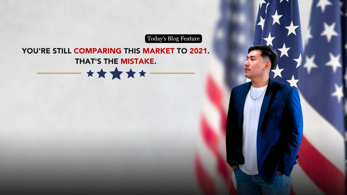 Two market reports with different circled home price figures side by side