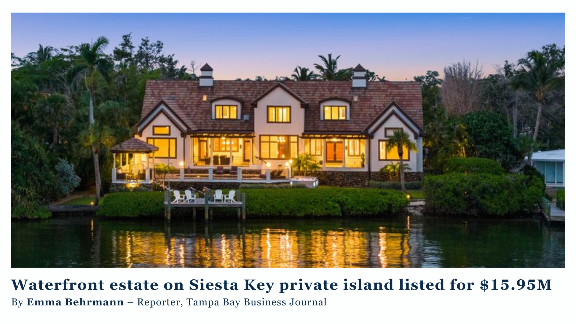 Waterfront estate on Siesta Key private island listed for $15.95M header image.