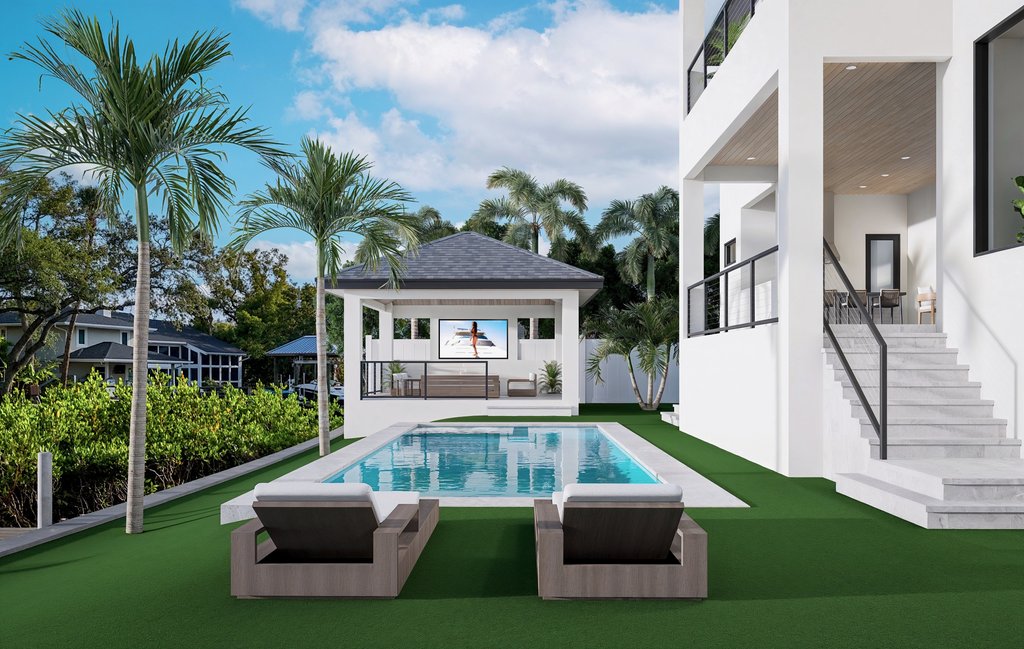 Modern luxury meets timeless elegance in this $7.95M waterfront Beach Park home header image.