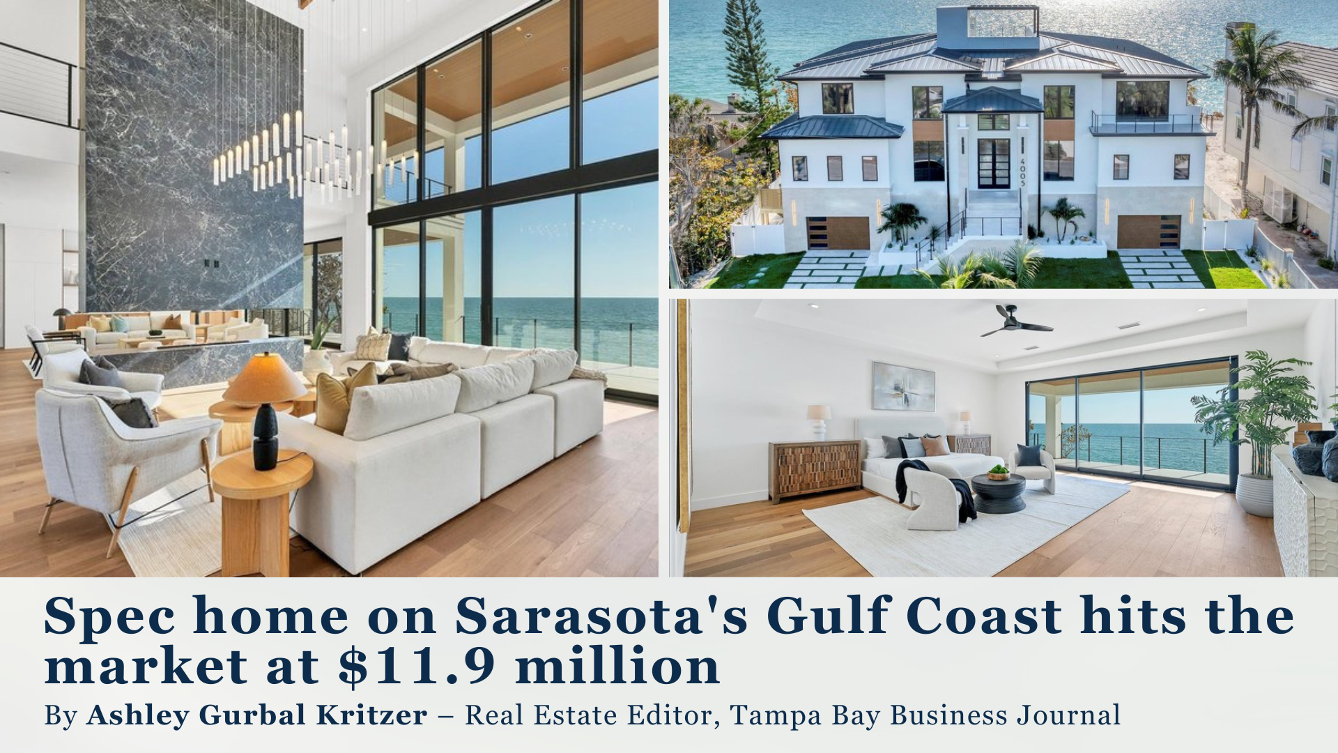 Spec home on Sarasota's Gulf Coast hits the market at $11.9 million header image.