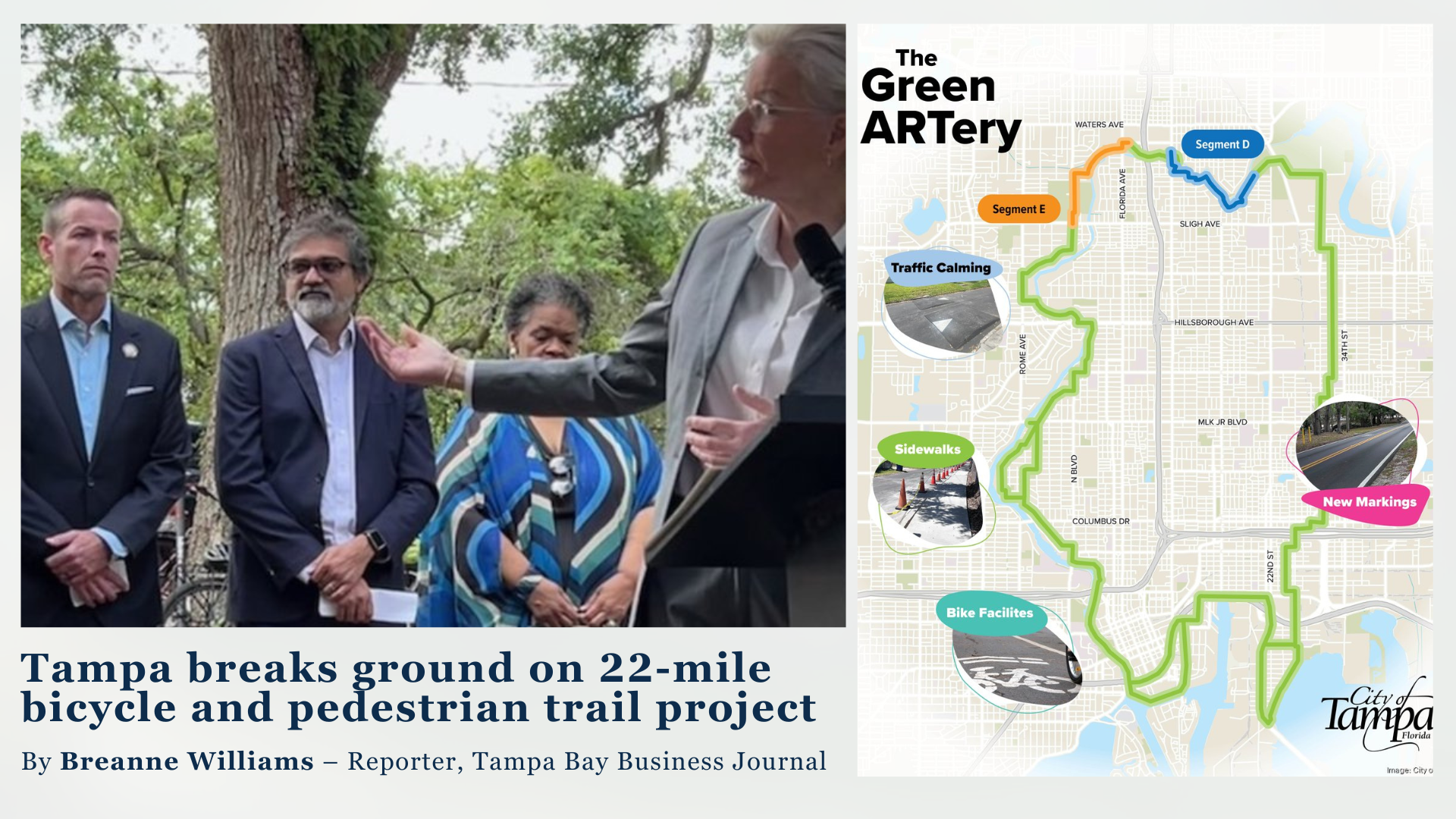 Tampa breaks ground on 22-mile bicycle and pedestrian trail project header image.