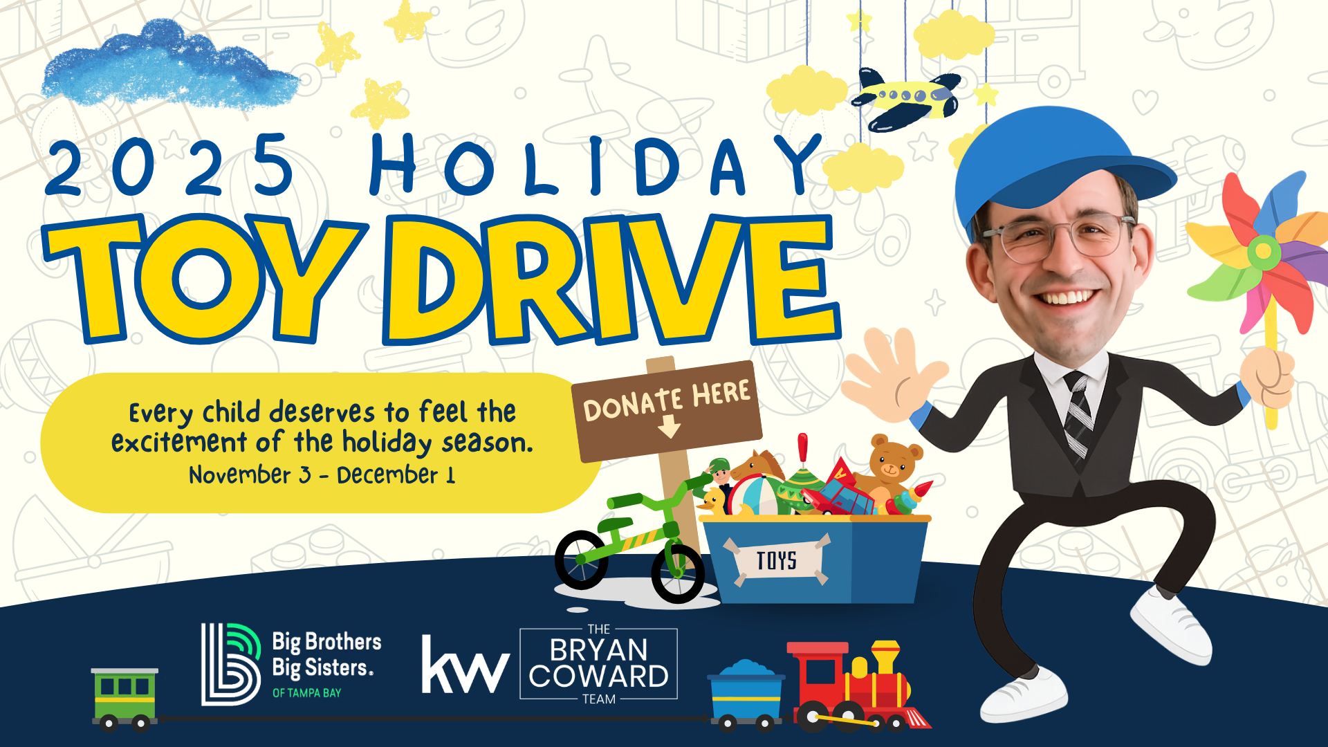 The Bryan Coward Team Launches 2025 Holiday Toy Drive to Support Big Brothers Big Sisters of Tampa Bay header image.
