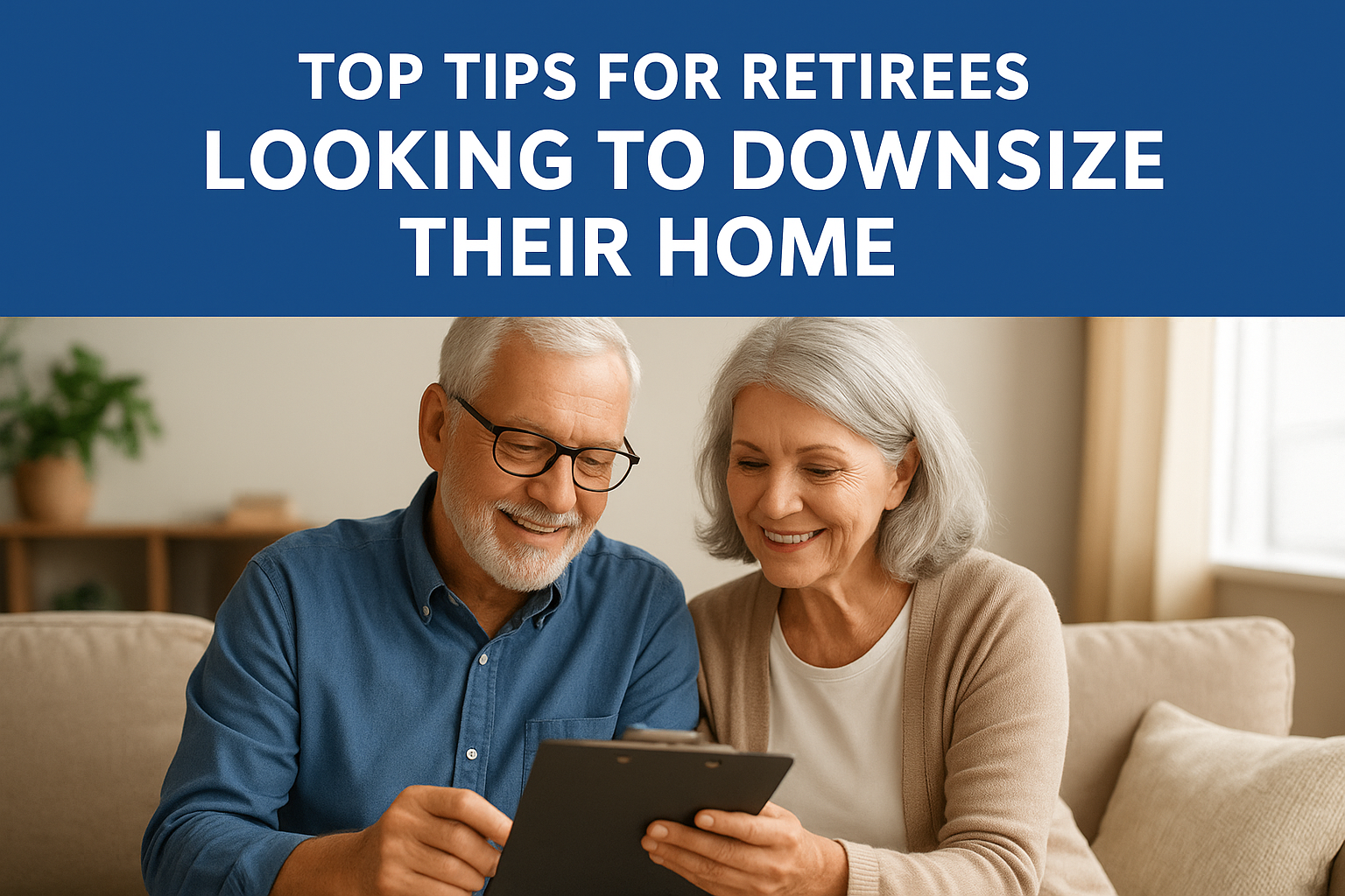 Top Tips for Retirees Looking to Downsize Their Home header image.