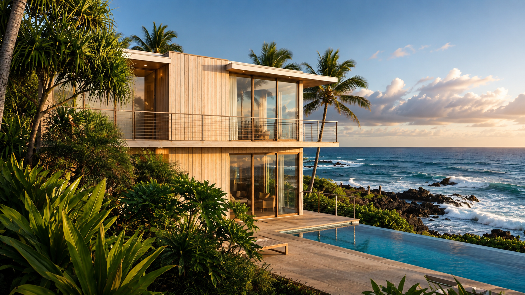 Luxury oceanfront home on Maui highlighting the hidden costs of coastal homeownership, including maintenance, insurance, and salt air exposure.
