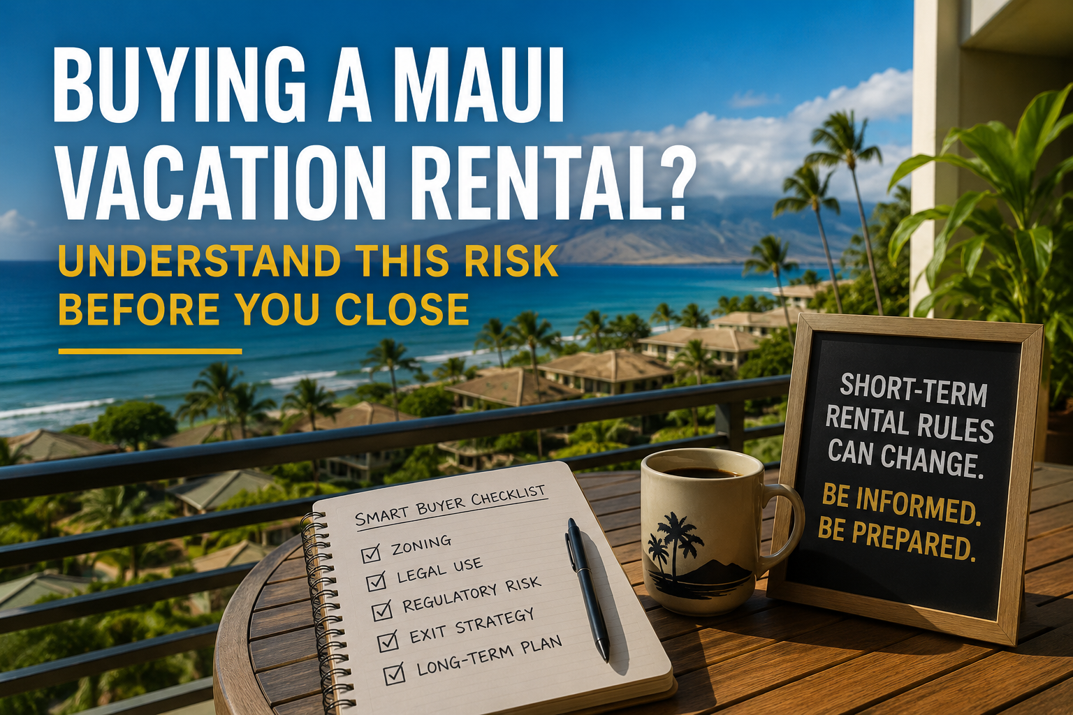 Buying a Maui vacation rental and understanding short-term rental zoning and regulatory risks before closing.