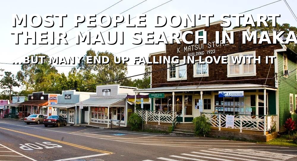 Historic Makawao Maui streetscape featuring the iconic K. Matsui Store building and the small-town charm that makes Upcountry Maui a unique place to live