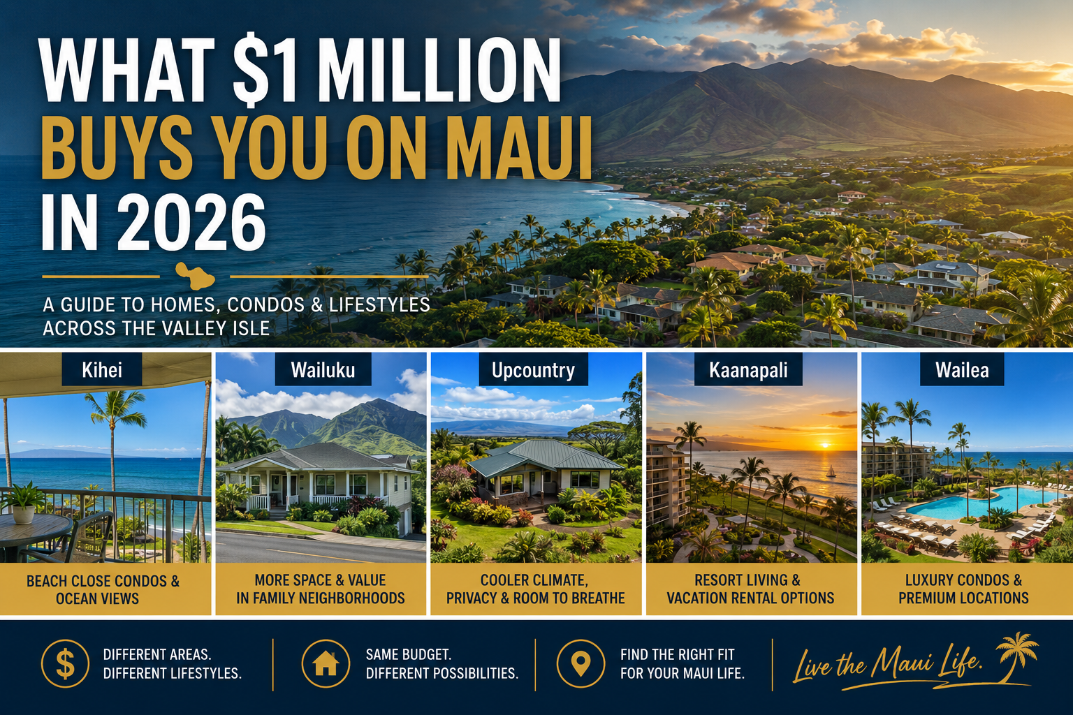 What $1 million buys you on Maui in 2026 including homes, condos, ocean views, and different Maui neighborhood lifestyles