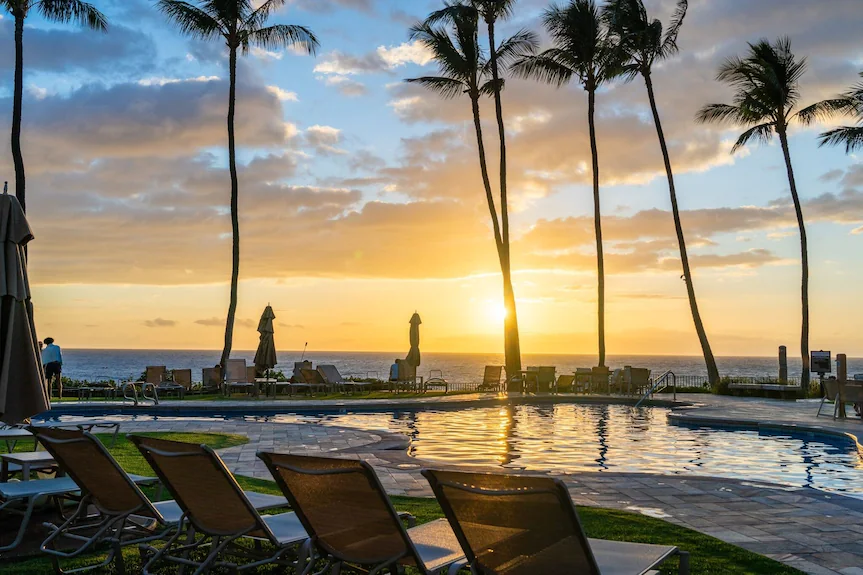 Wailea Ekahi Beachfront Pool Sunset – Wailea Maui