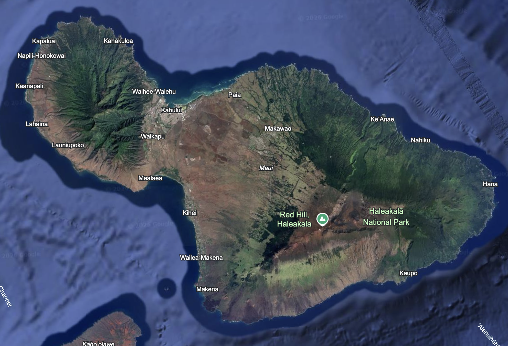 Kapalua, Kāʻanapali, Lahaina, Kahului & Wailuku, Pāʻia & Hāʻiku, Makawao, Pukalani & Kula (Upcountry), Kīhei, and Wailea & Makena — with labeled pins showing where each area is located on the island.