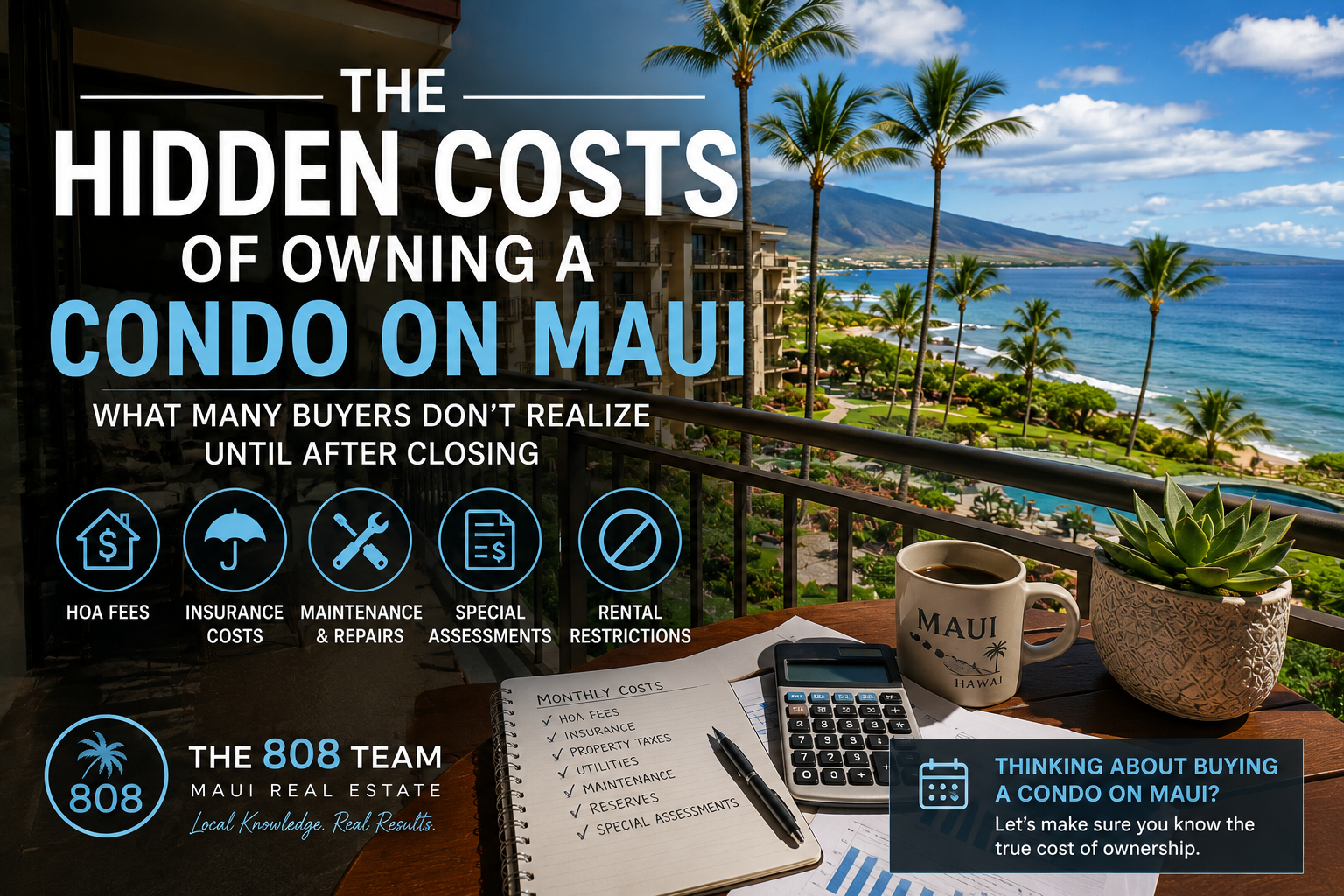 Hidden costs of owning a condo on Maui including HOA fees, insurance, and maintenance expenses