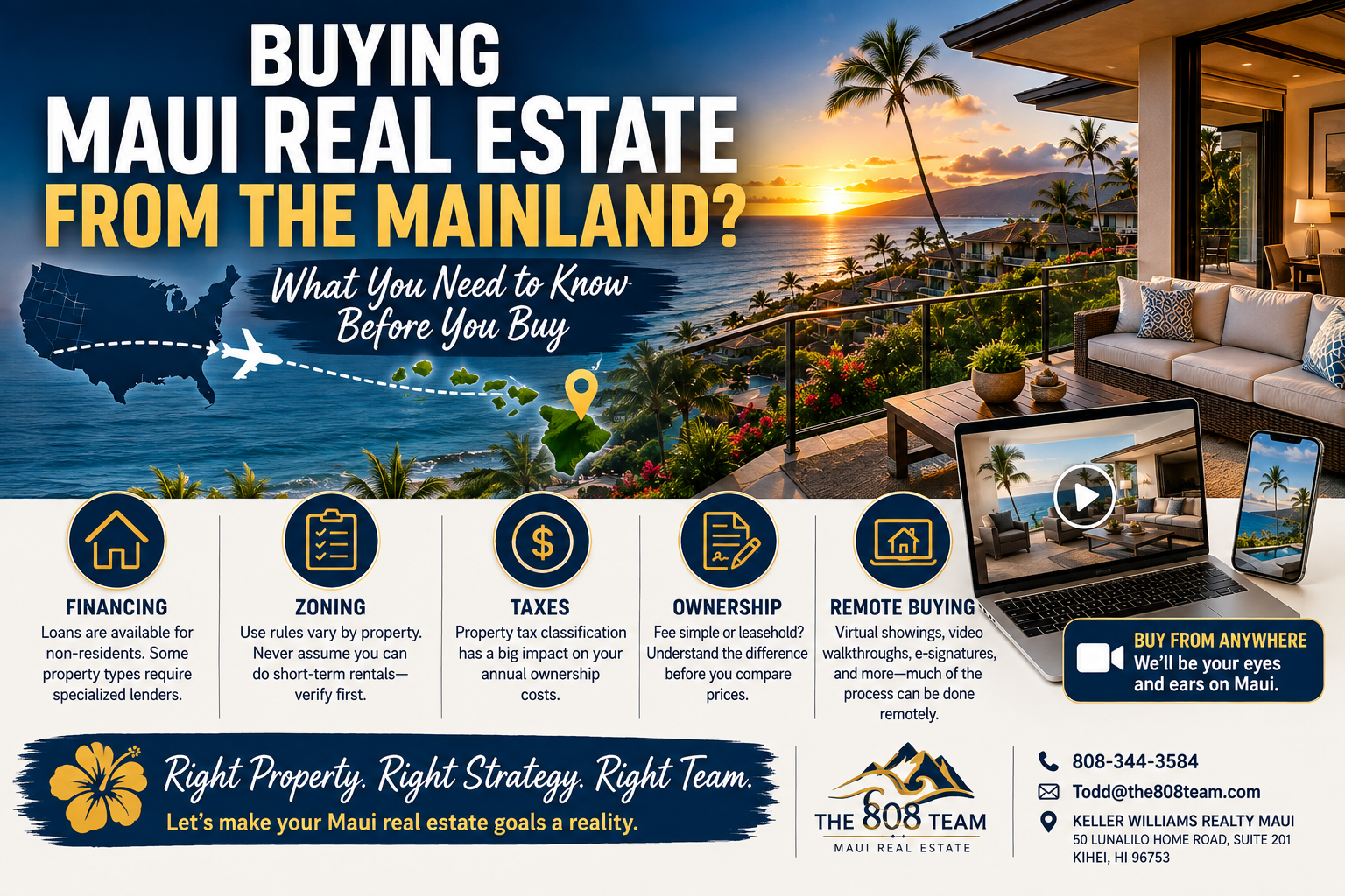Buying Maui real estate from the mainland guide covering financing, zoning, property taxes, ownership, and remote home buying in Hawaii.