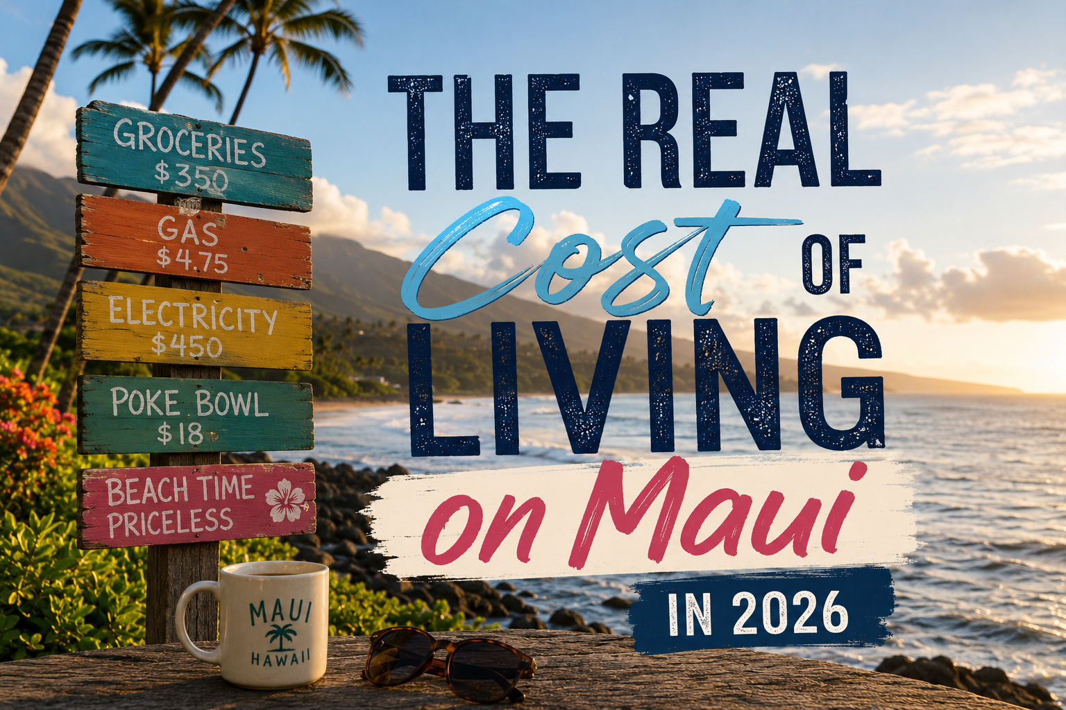The real cost of living on Maui in 2026 including groceries, utilities, gas prices, and the island lifestyle experience