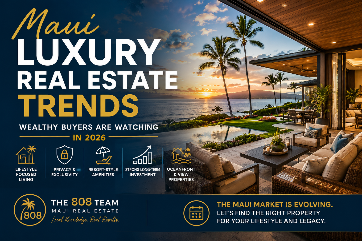 Luxury oceanfront real estate on Maui showcasing high-end homes and resort-style living in 2026