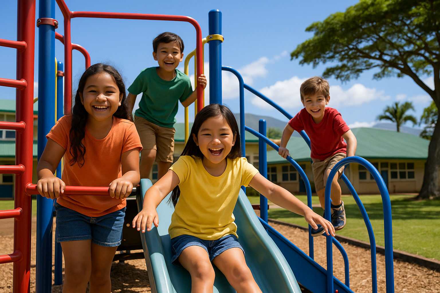 Children on a playground at a Maui School