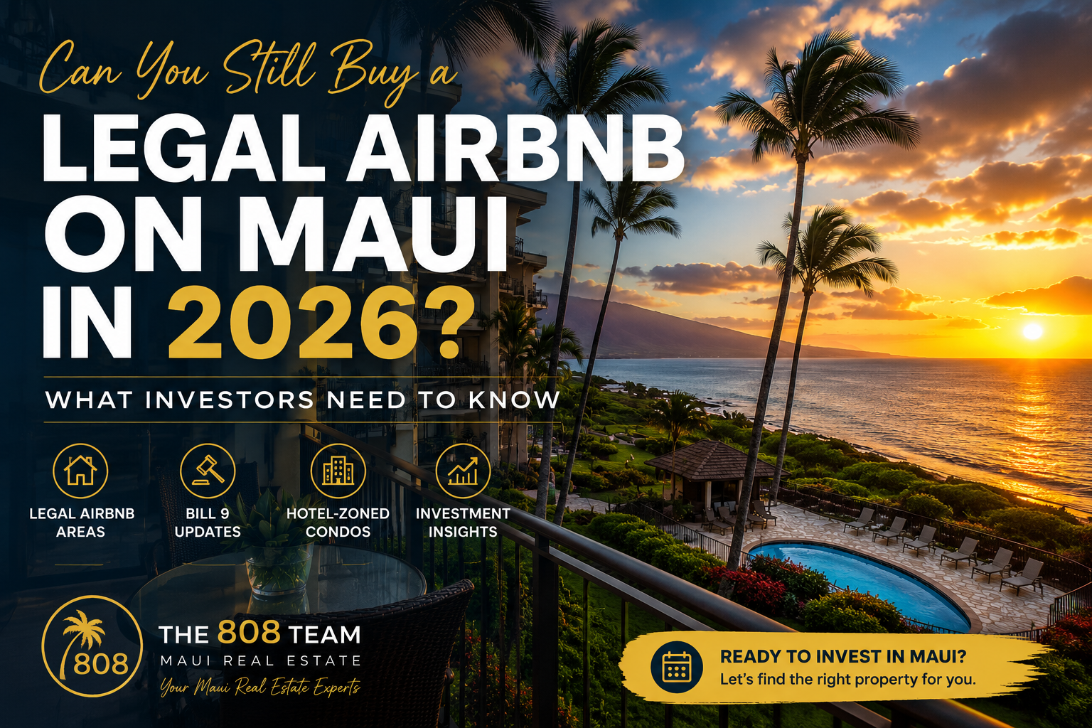 Legal Airbnb condo investment property on Maui in 2026 with oceanfront resort views