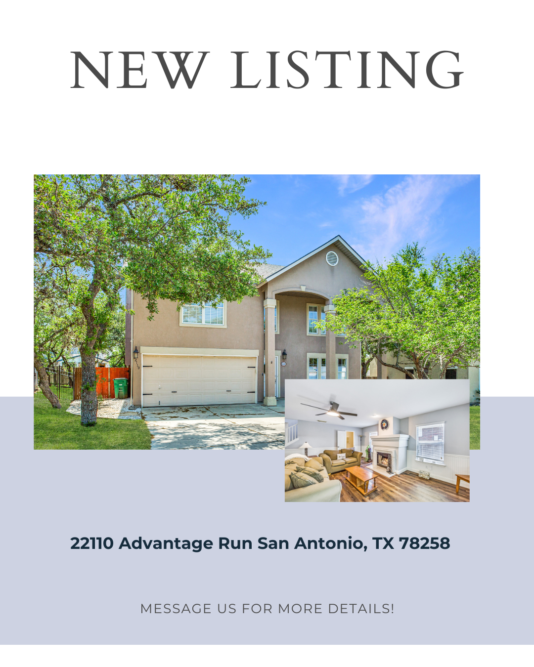 Spacious. Stylish. Stone Oak. Welcome to 22110 Advantage Run header image.