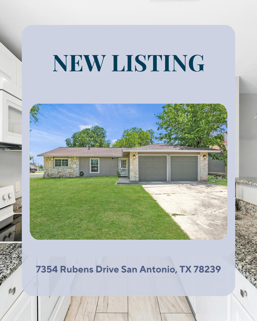 🏡 Just Listed: 7354 Rubens, San Antonio, TX 78239 header image.