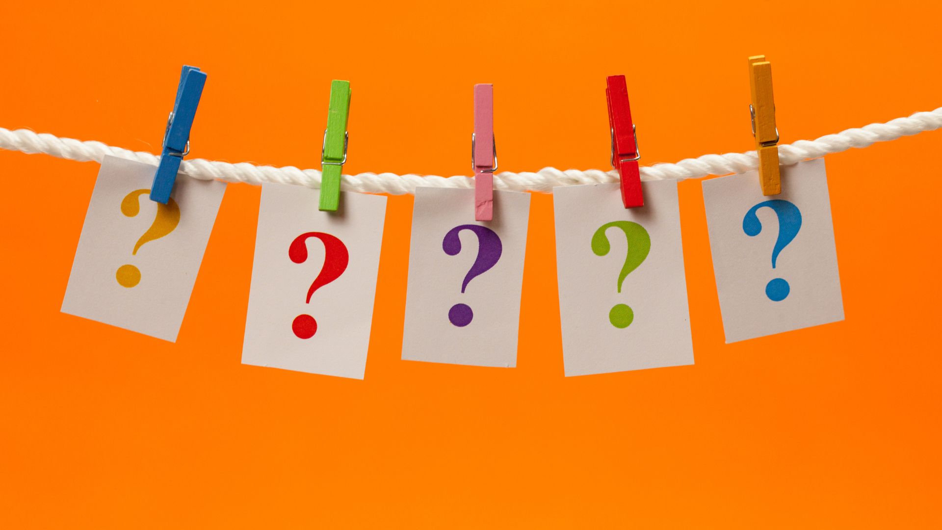 Question mark designs on clothespins