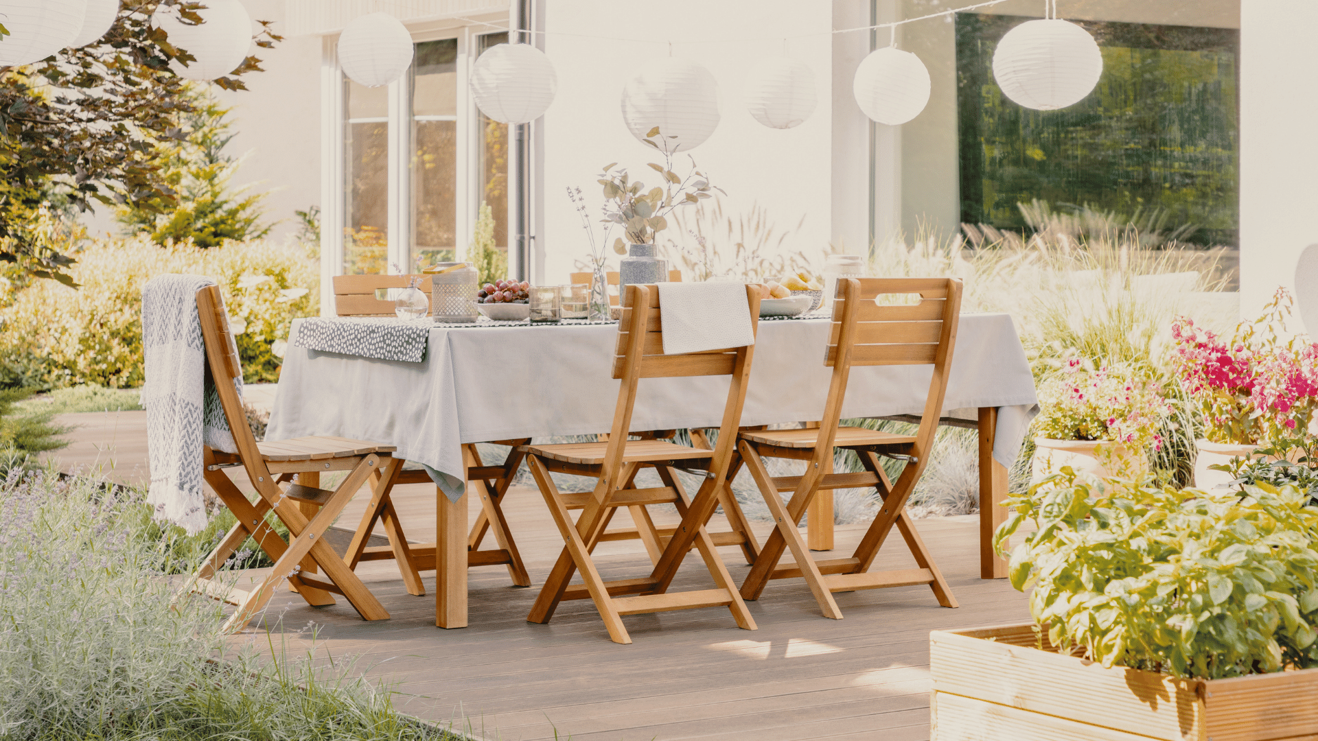 back yard outdoor dining area